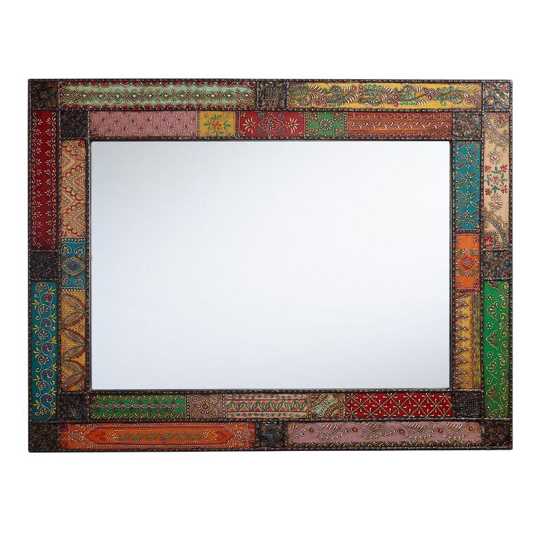 Kavana Hand Painted Metal Patchwork Wall Mirror image number 3