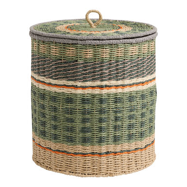 Nico Green Multicolor Paper Rope Basket with Lid Nico Green Multicolor Paper Rope Basket with Lid