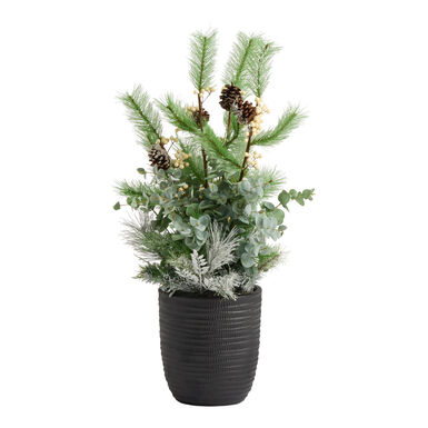 Holiday Faux Greenery and White Berries Ceramic Porch Pot Holiday Faux Greenery and White Berries Ceramic Porch Pot