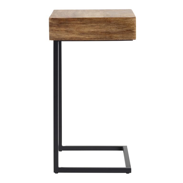 Alec Wood and Black Metal Laptop Table With Shelf - World Market