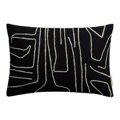 Black and Ivory Abstract Lines Lumbar Pillow