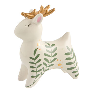 Ivory Ceramic Botanical Deer Decor Ivory Ceramic Botanical Deer Decor