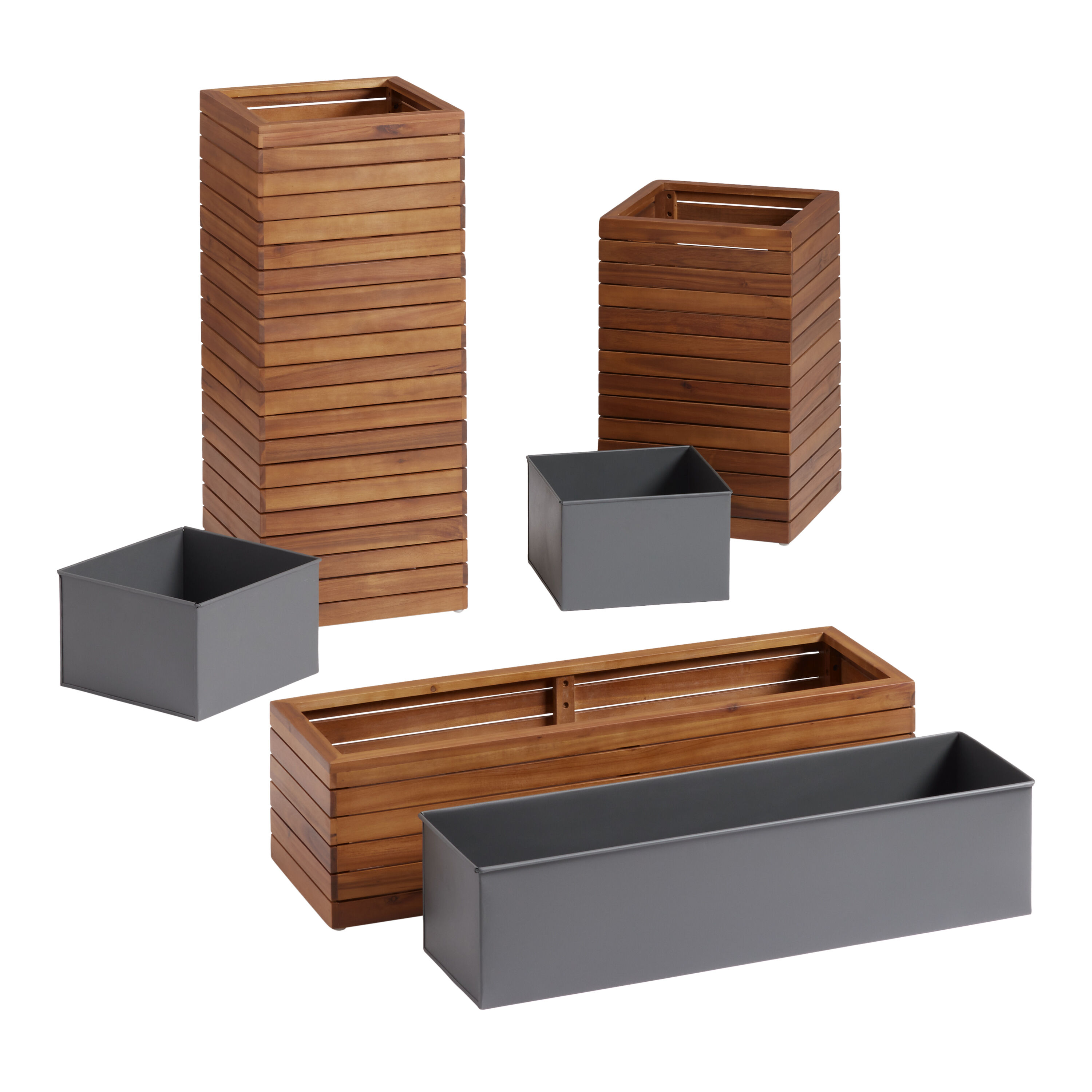 Alicante Wood And Metal Outdoor Planter image number 3