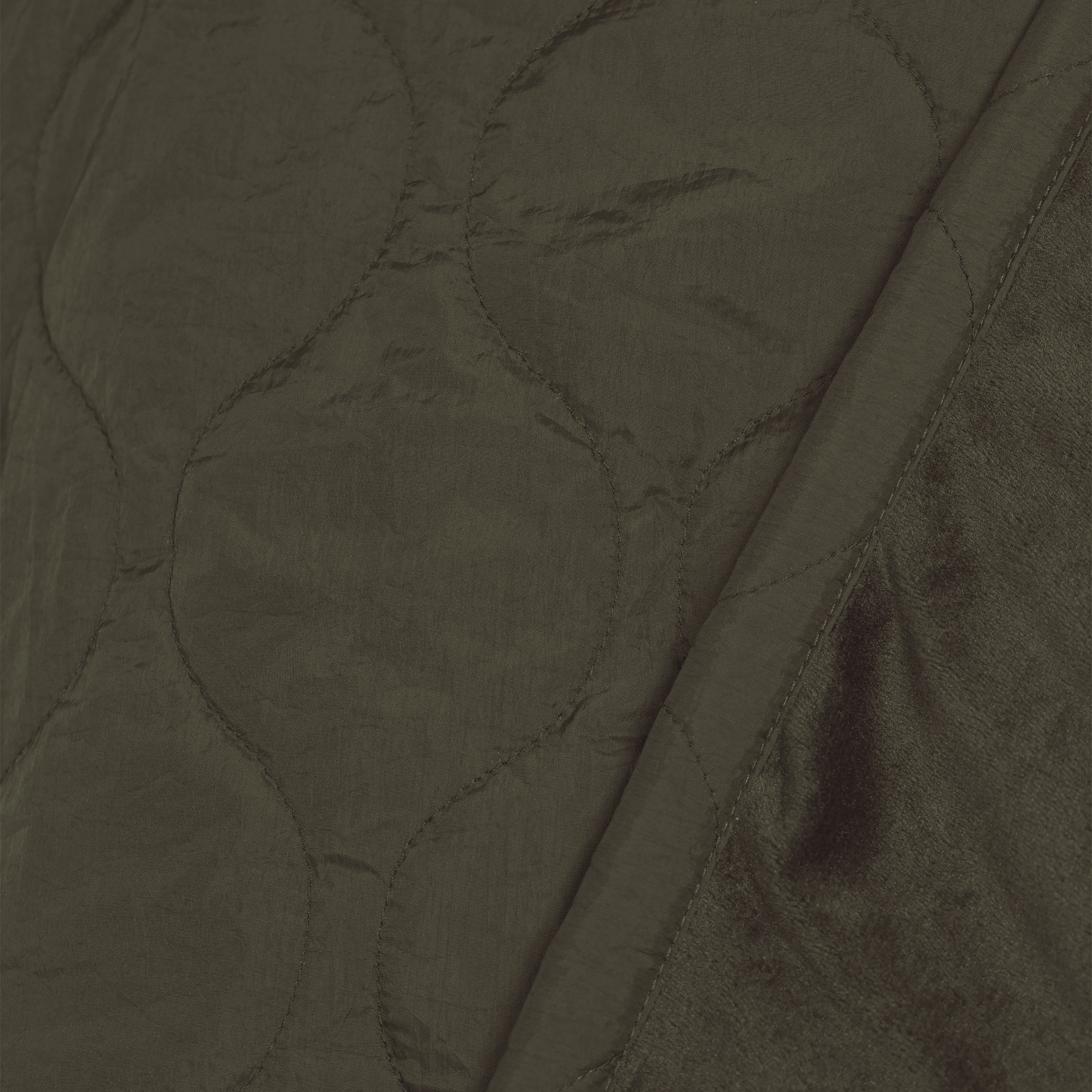 Cecil Olive Green Quilted Fleece Funnel Neck Poncho image number 1
