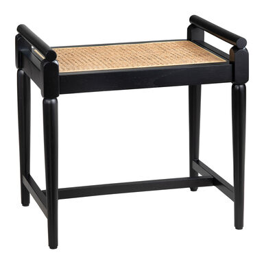 Connaught Black Wood and Rattan Stool Connaught Black Wood and Rattan Stool