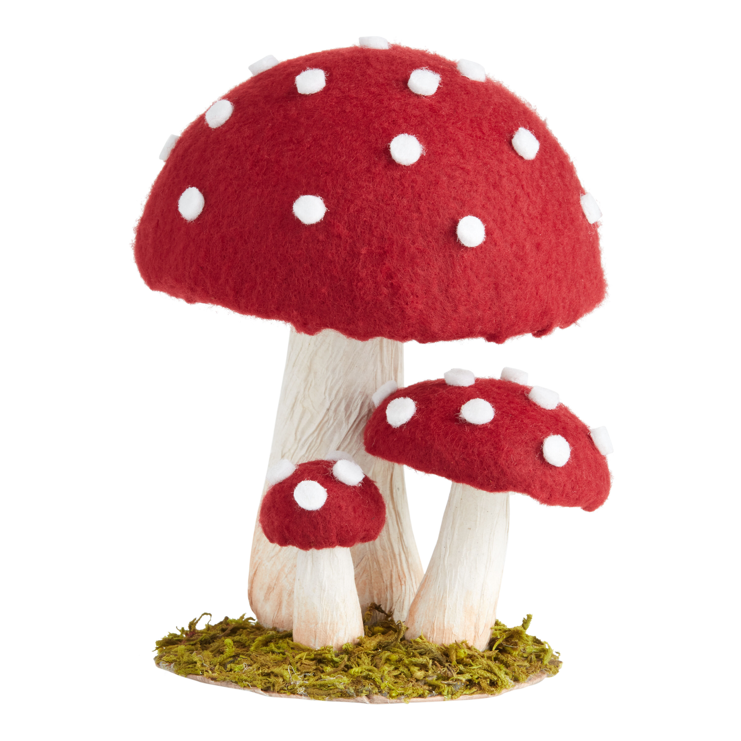 Red Mossy Mushroom Trio Decor World Market