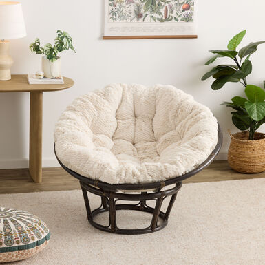 Papasan Chair Frame and Faux Fur Cushion Collection Papasan Chair Frame and Faux Fur Cushion Collection