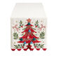 Ivory and Red Christmas Tree Embroidered Table Runner image number 0