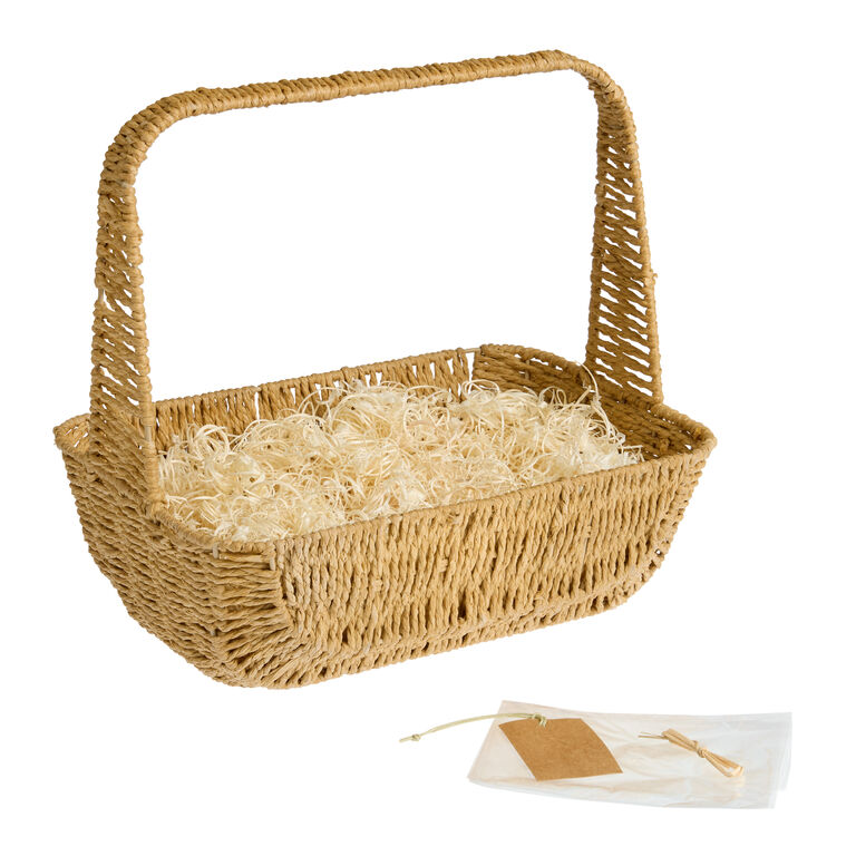 Natural Fiber Woven Basket with Handle image number 1