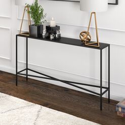 Mille Narrow Black Metal Top Console Table