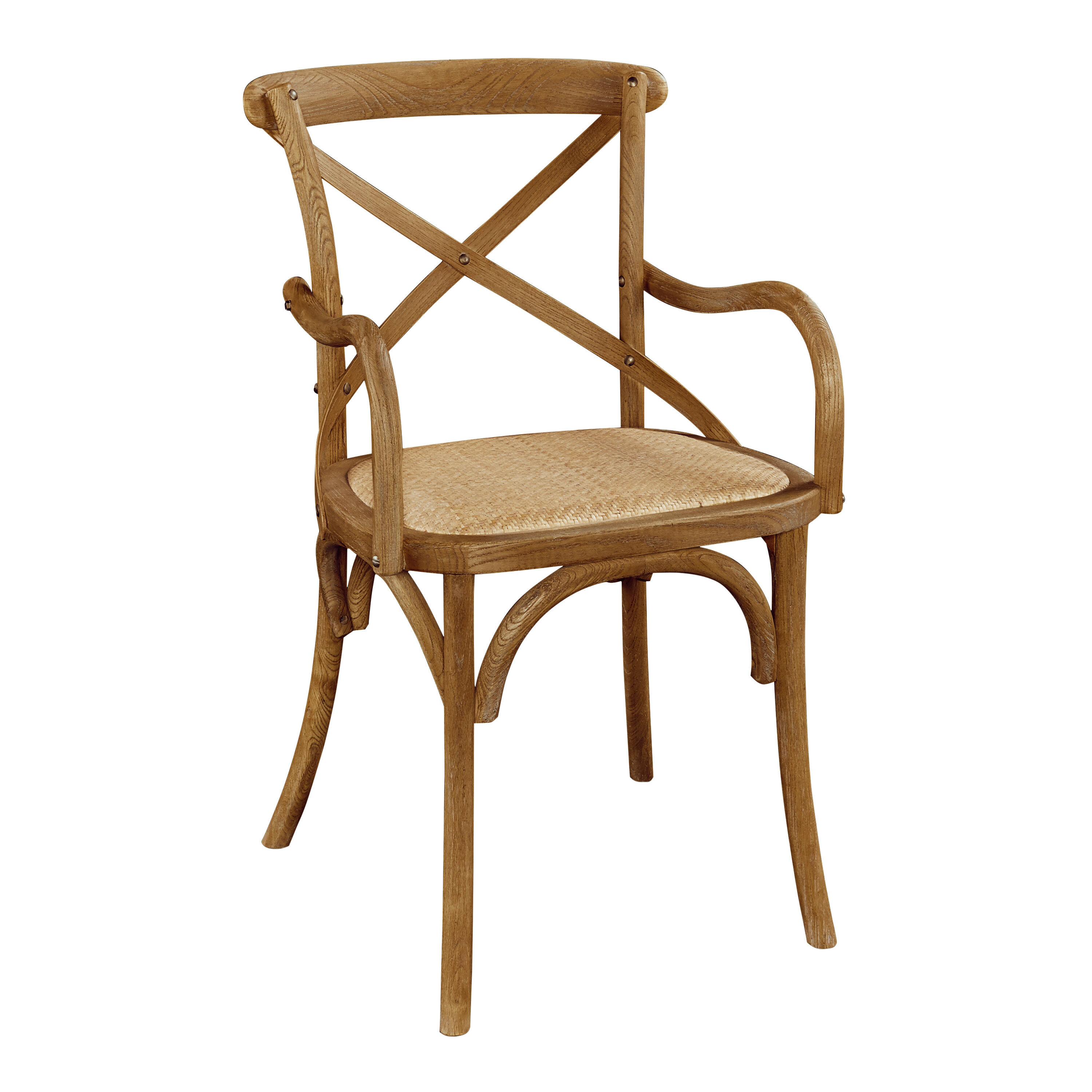 Syena Gray Wood and Rattan Armchair World Market