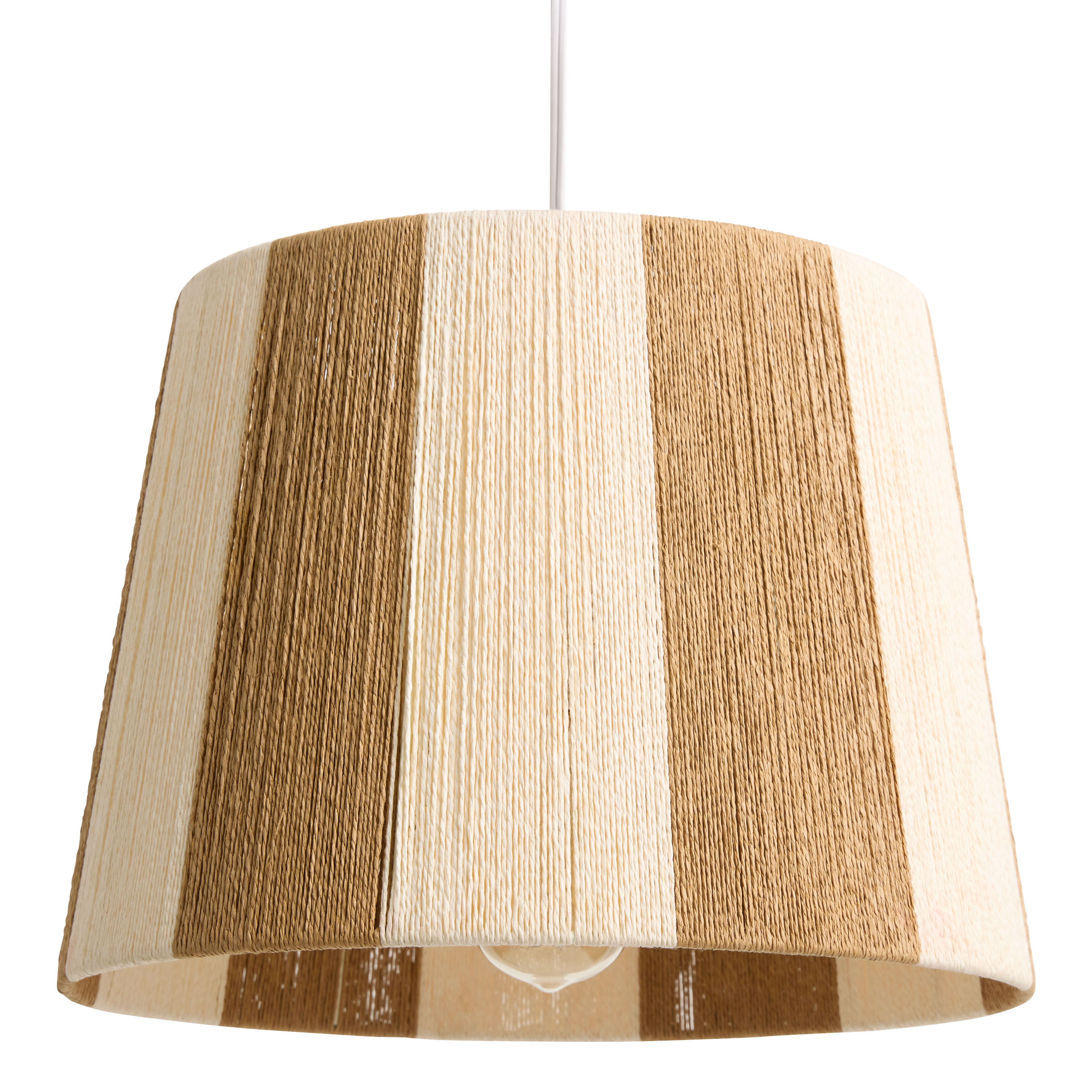 Tan and Bleached Jute Stripe Tapered Drum Table Lamp Shade image number 1
