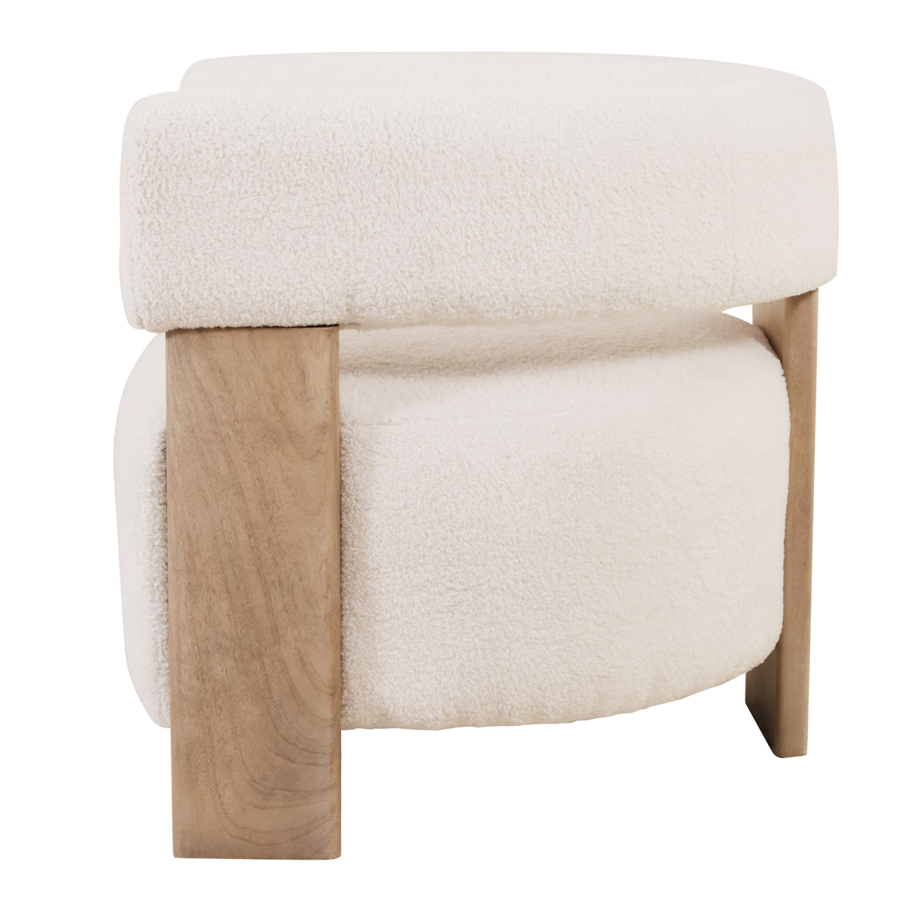 Landon Boucle and Mango Wood Curved Back Upholstered Chair image number 4