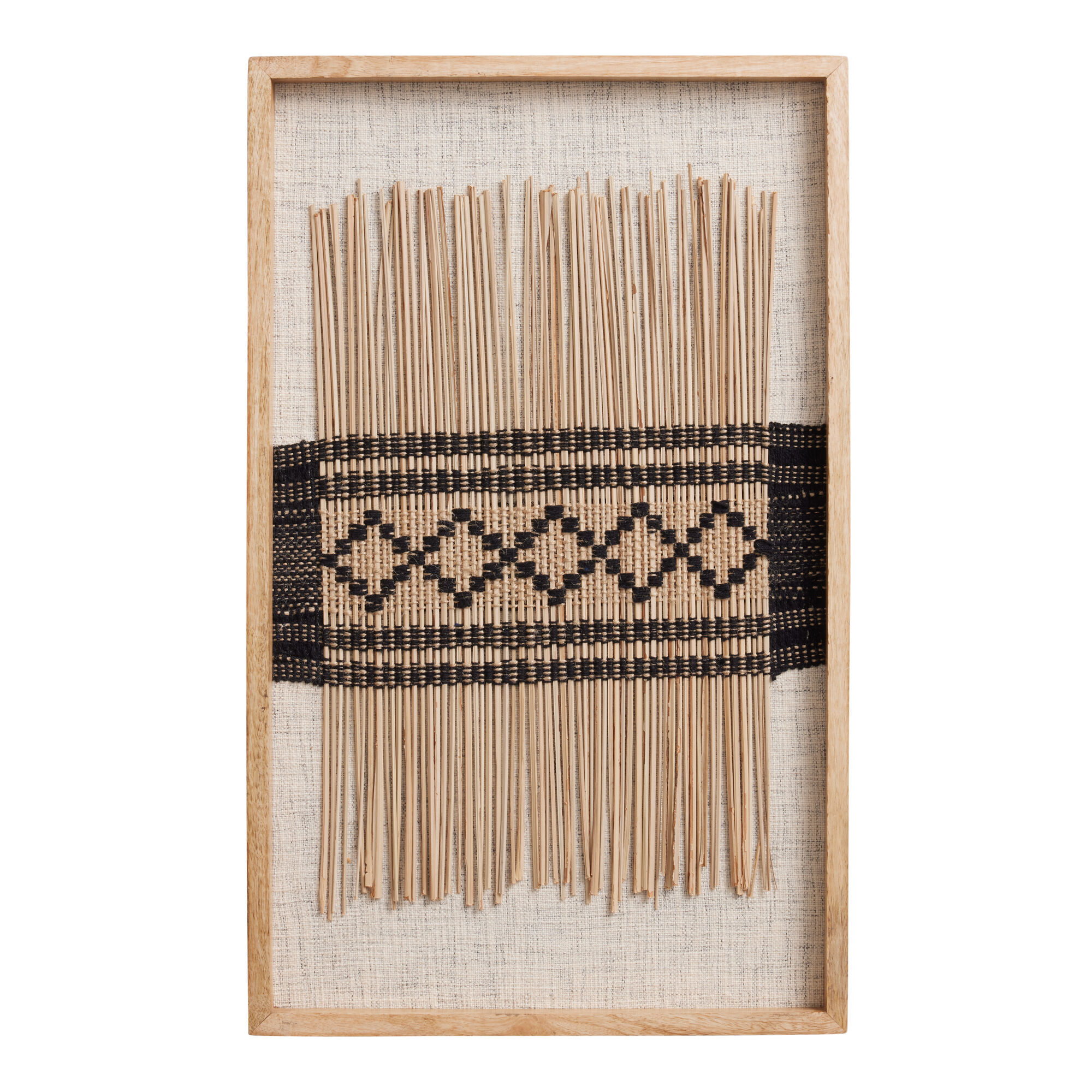 CRAFT Natural And Black Broomstick Textile Framed Wall Decor World Market