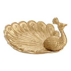 Antique Gold Peacock Trinket Dish