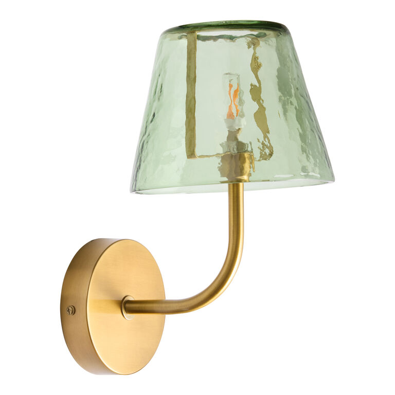 Becca Glass and Brass Metal Textured Wall Sconce image number 1