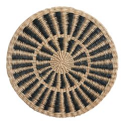 Round Natural and Black Woven Fiber Placemat