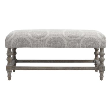 Gray Medallion Davenport Upholstered Bench Gray Medallion Davenport Upholstered Bench