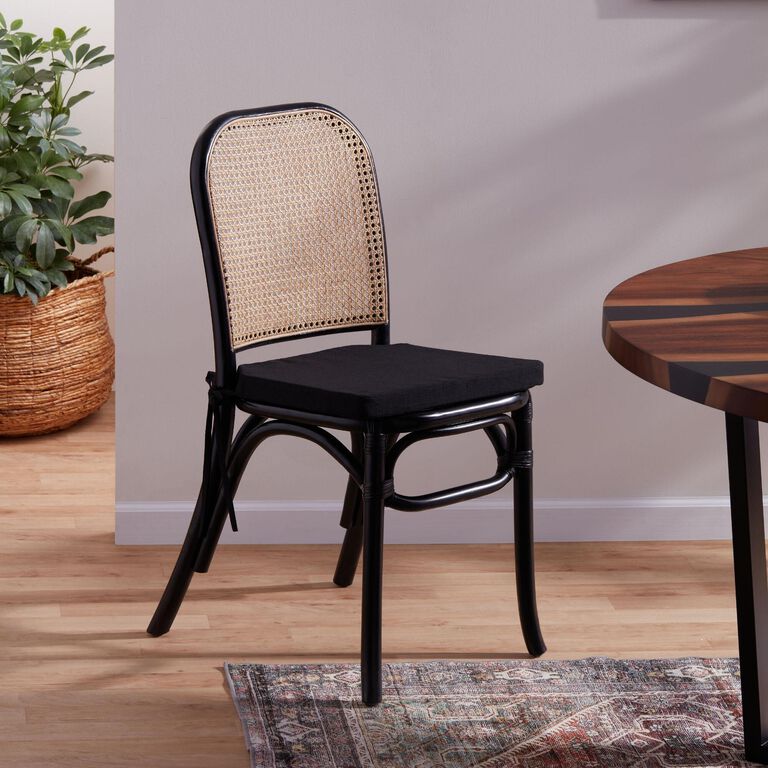 Black Villa Stripe Chair Cushion - World Market