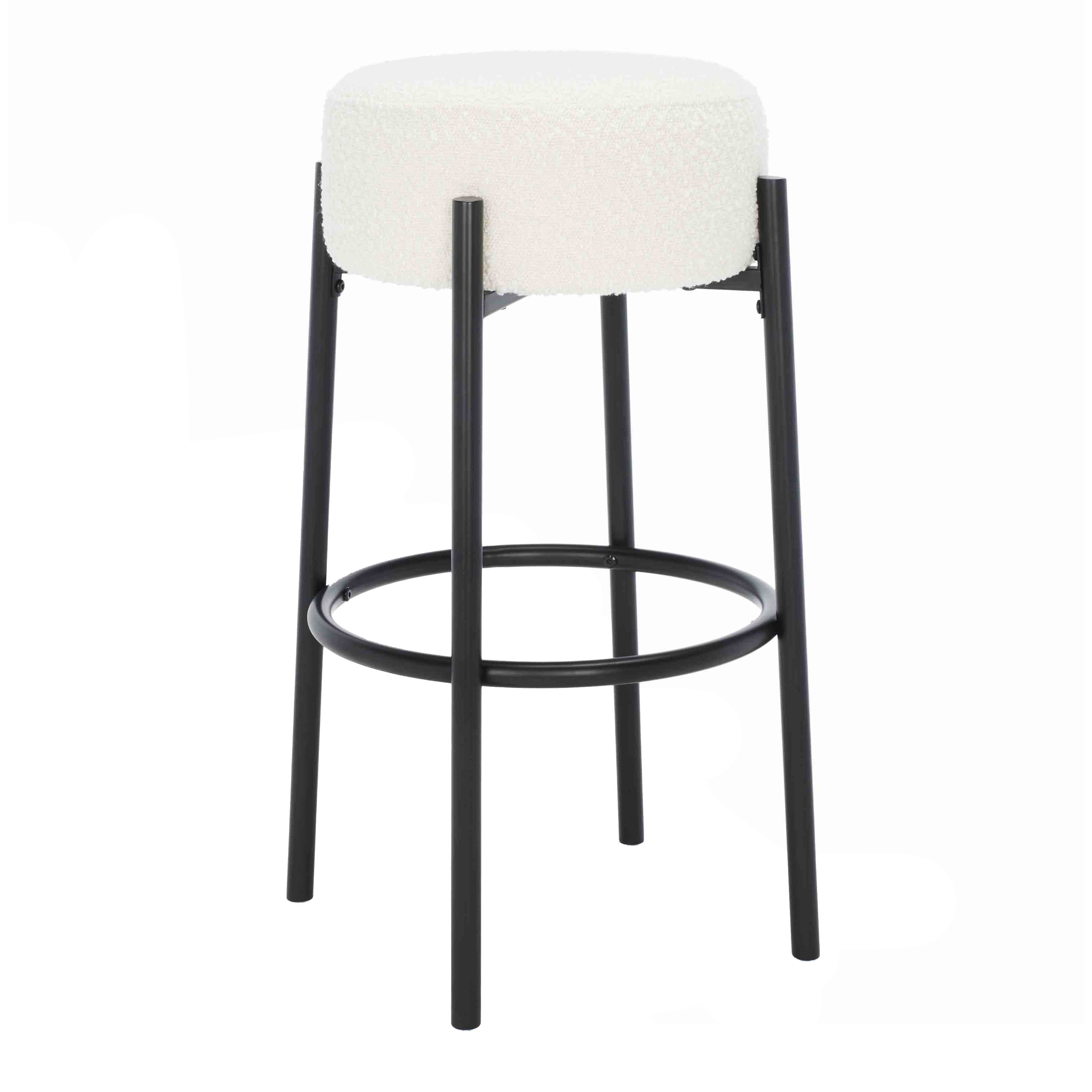 Barlow Metal and Boucle Backless Upholstered Barstool