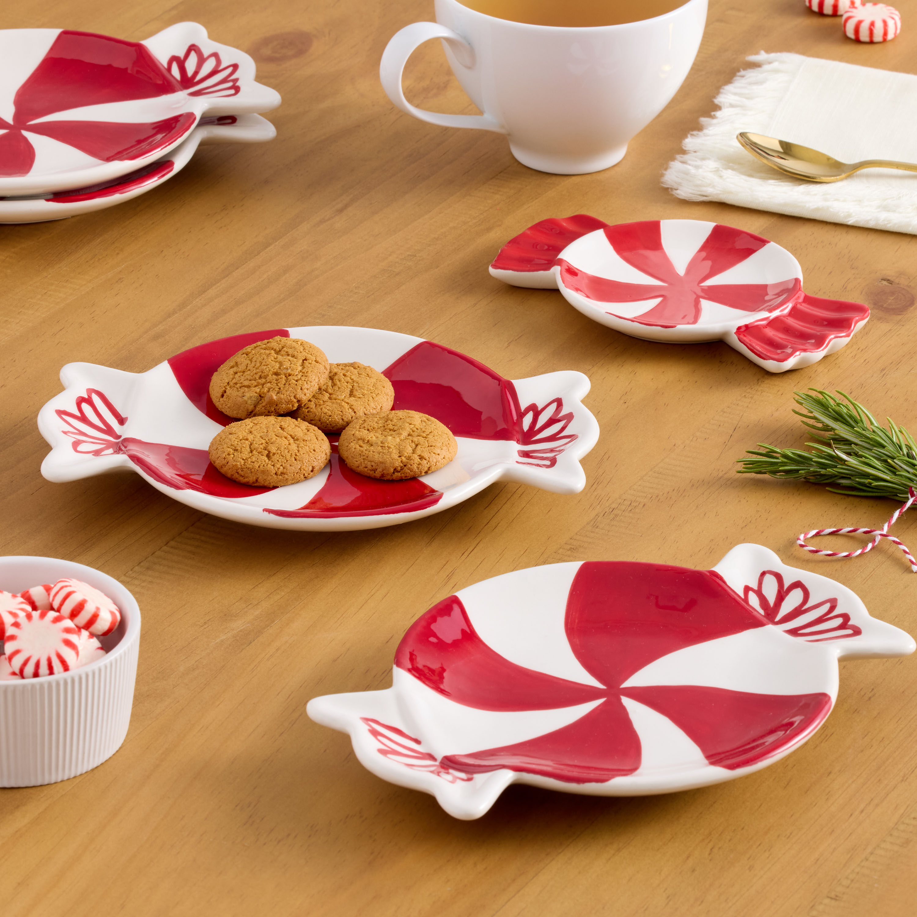 Red and White Peppermint Figural Kitchenware Collection image number 0