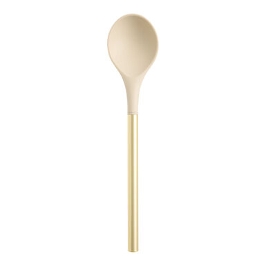 Ivory Silicone and Brushed Gold Steel Cooking Spoon Ivory Silicone and Brushed Gold Steel Cooking Spoon