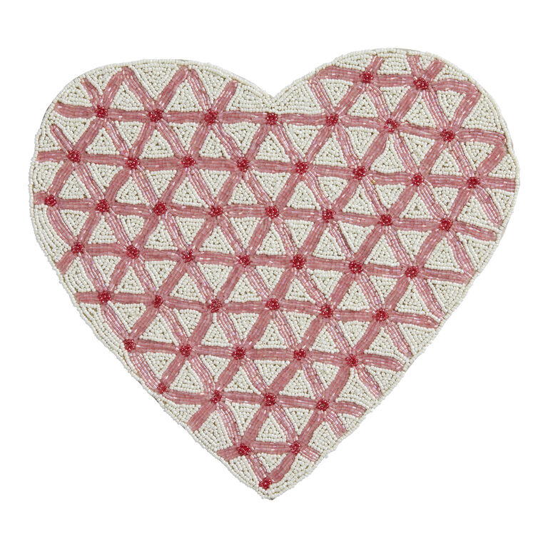 Red And White Heart Beaded Placemat image number 1