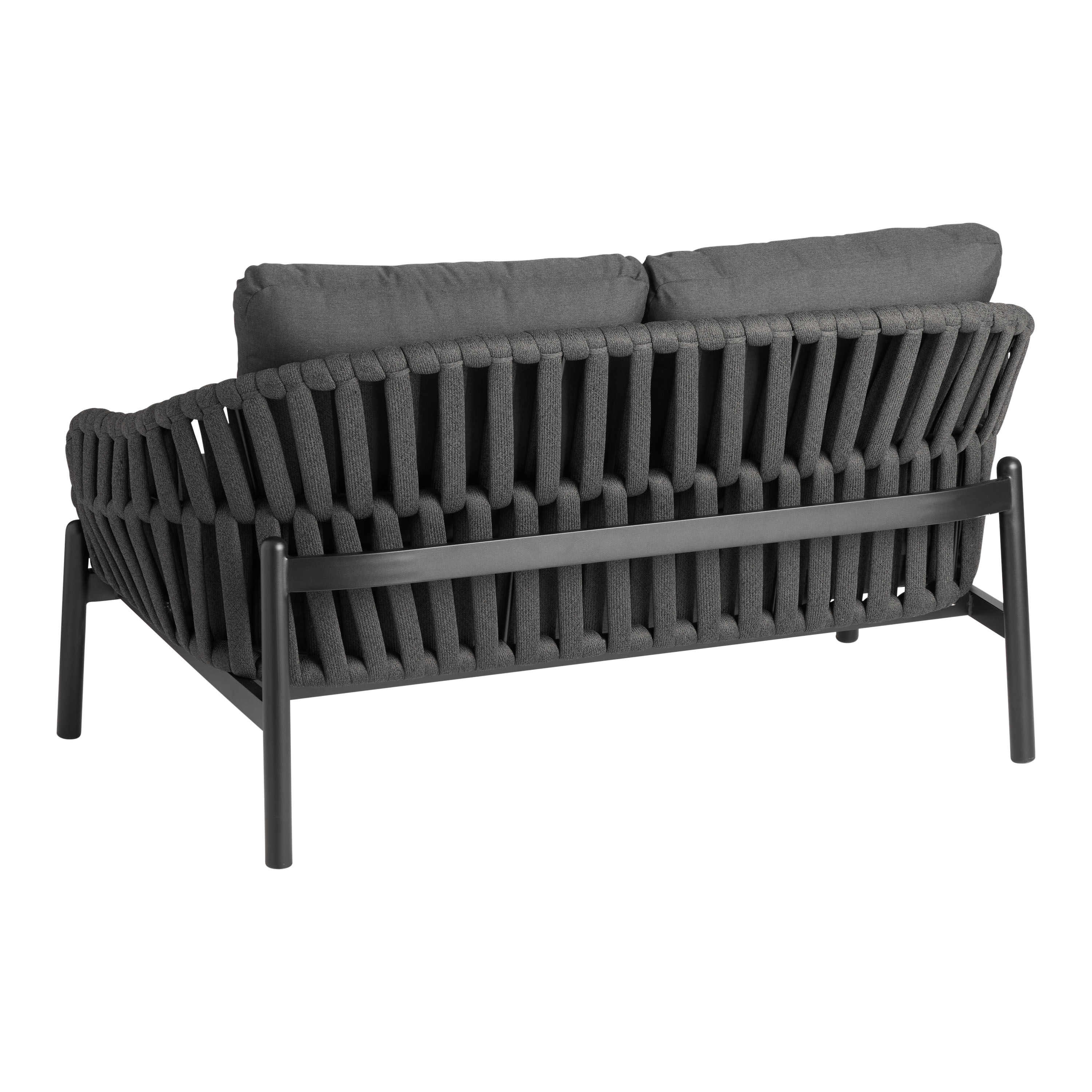 Laguna Dark Gray Rope Curved Back Outdoor Loveseat image number 3