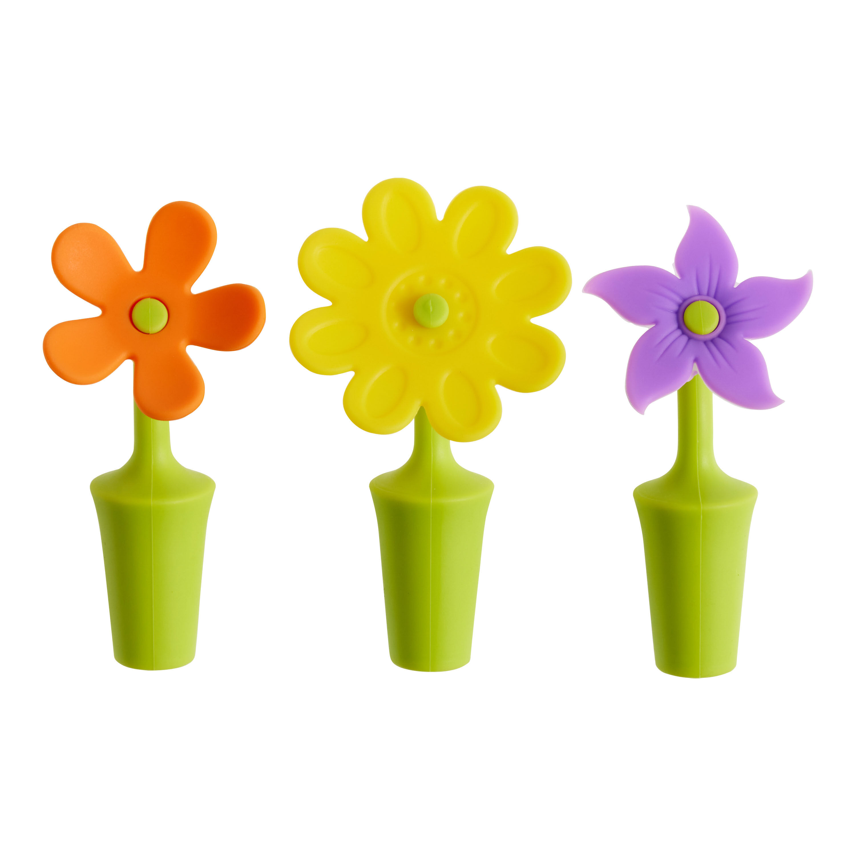 Silicone Flower Bottle Stopper Set of 3 image number 0