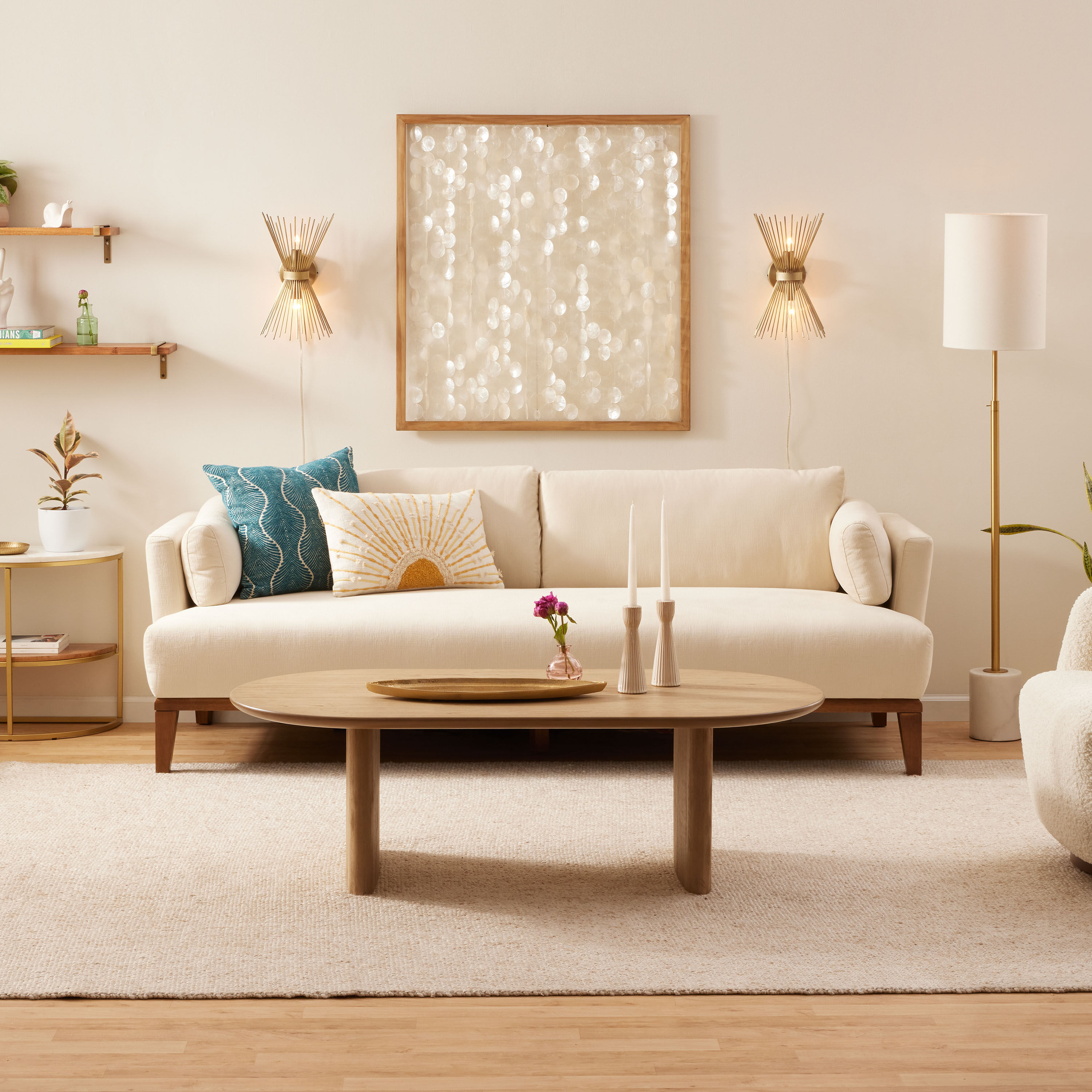 Exposed wood shop sofa