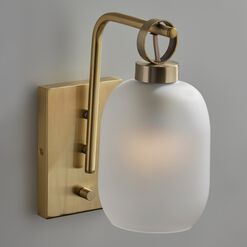 Lancaster Antique Brass And Frosted Glass Wall Sconce