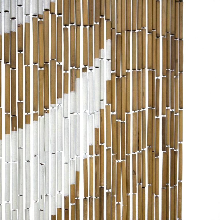 White And Natural Moon Phase Bamboo Beaded Curtain - World Market