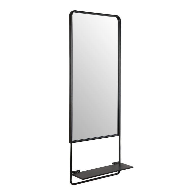 Rectangular Black Wall Mirror with Shelf image number 3