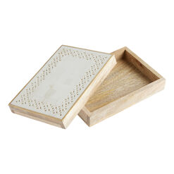 Cara Wood and Bone Pierced Lid Trinket Box