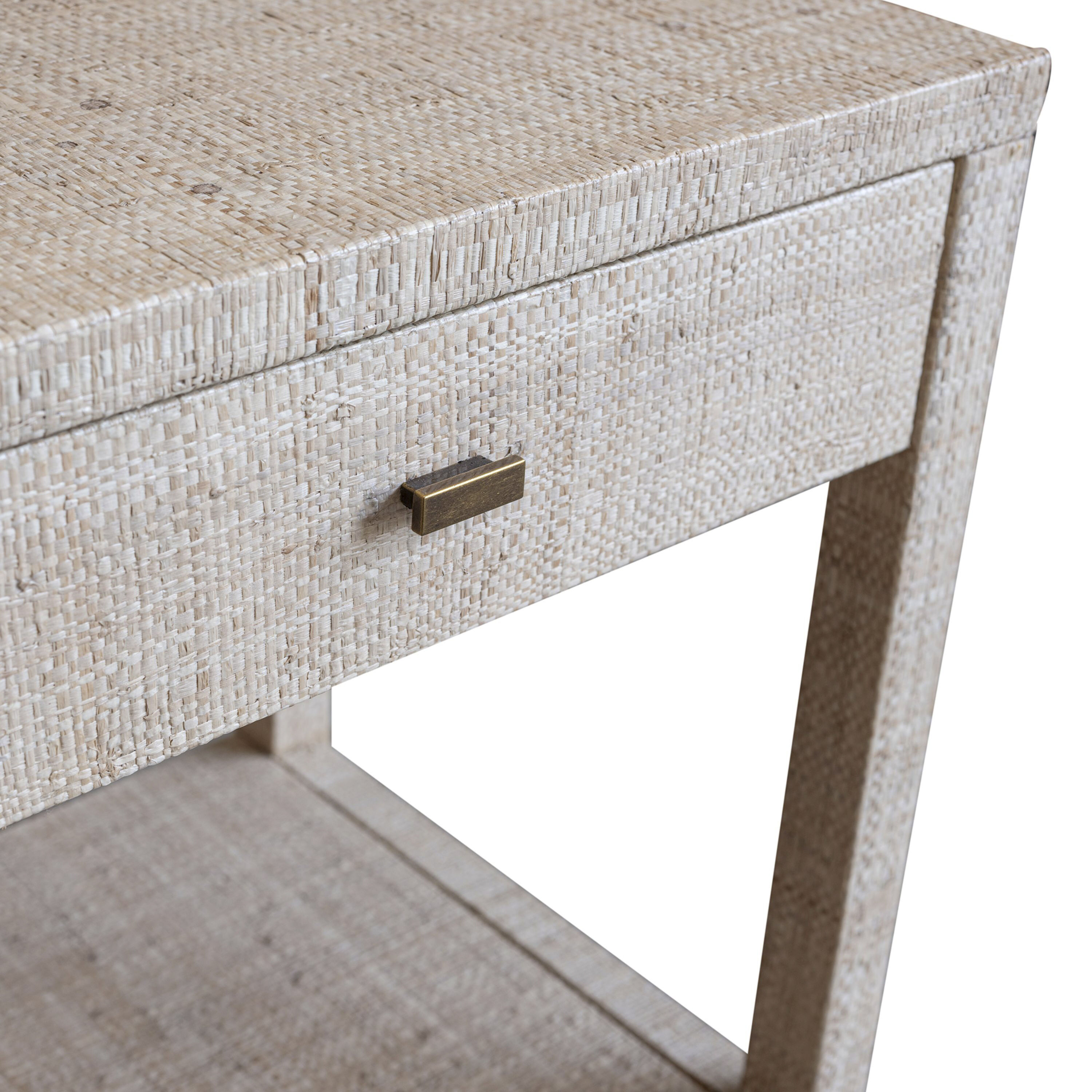 Violette Handwoven Raffia Nightstand with Drawer image number 5