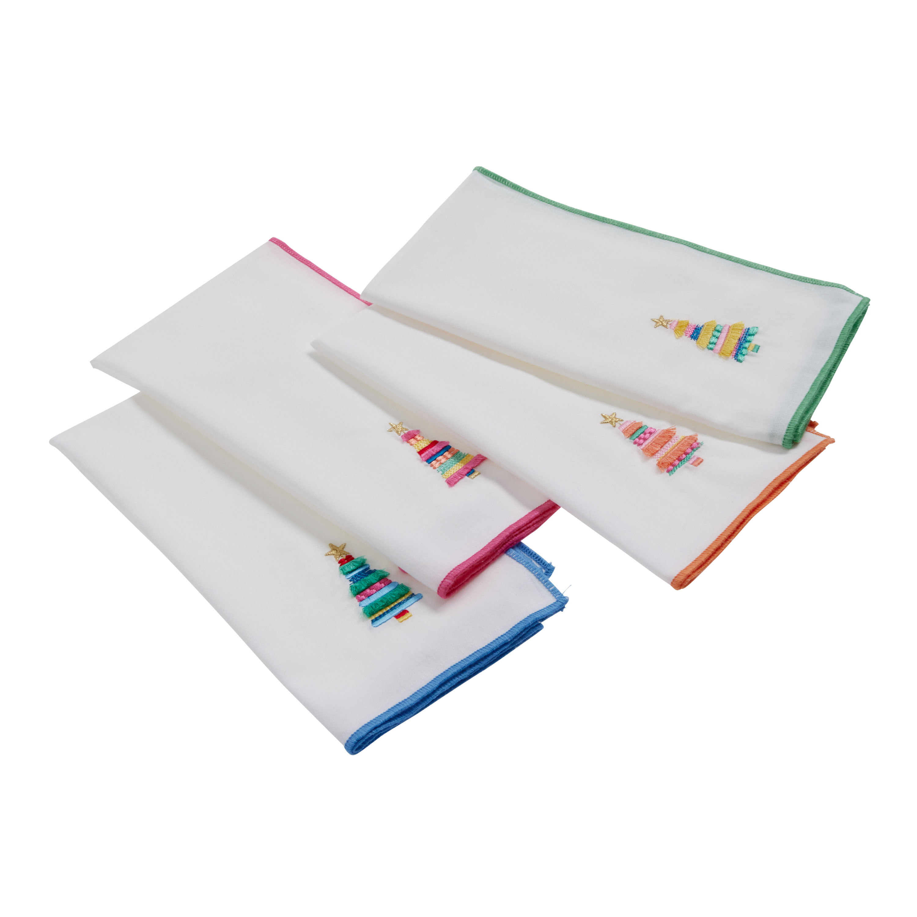 Multicolor Rainbow Holiday Tree Napkin Set Of 4 image number 0