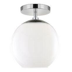 Patti White Glass Globe Semi Flush Mount Ceiling Light
