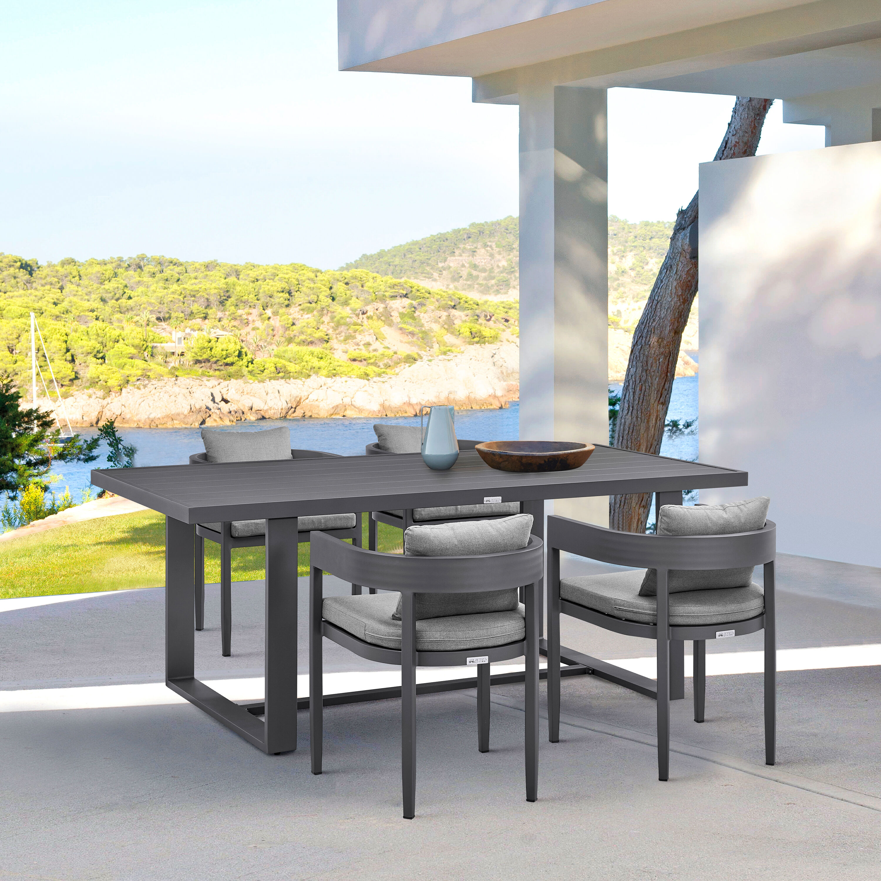 Chania Dark Gray Metal Outdoor Dining Table World Market