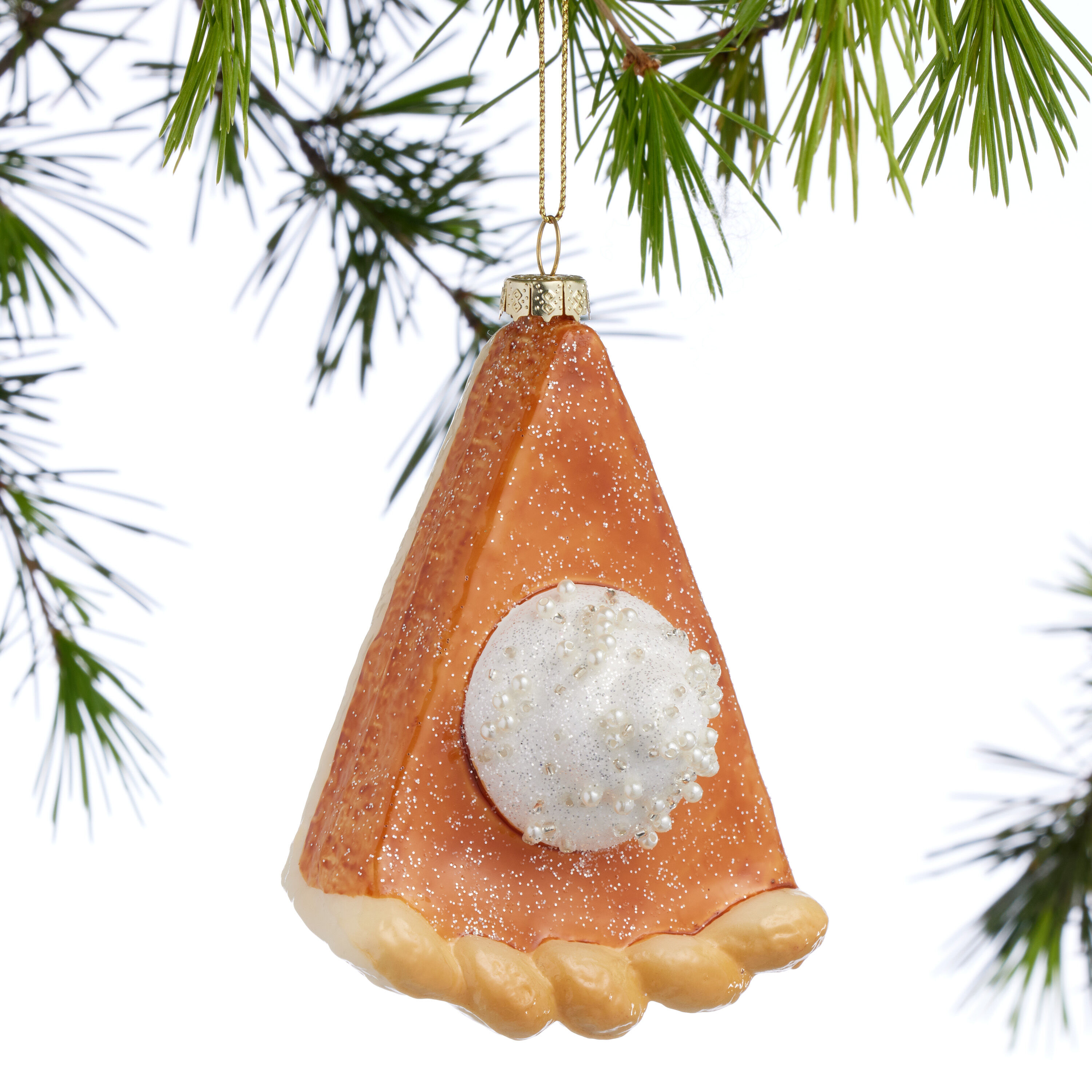 Glass Pumpkin Pie Slice Ornament image number 0