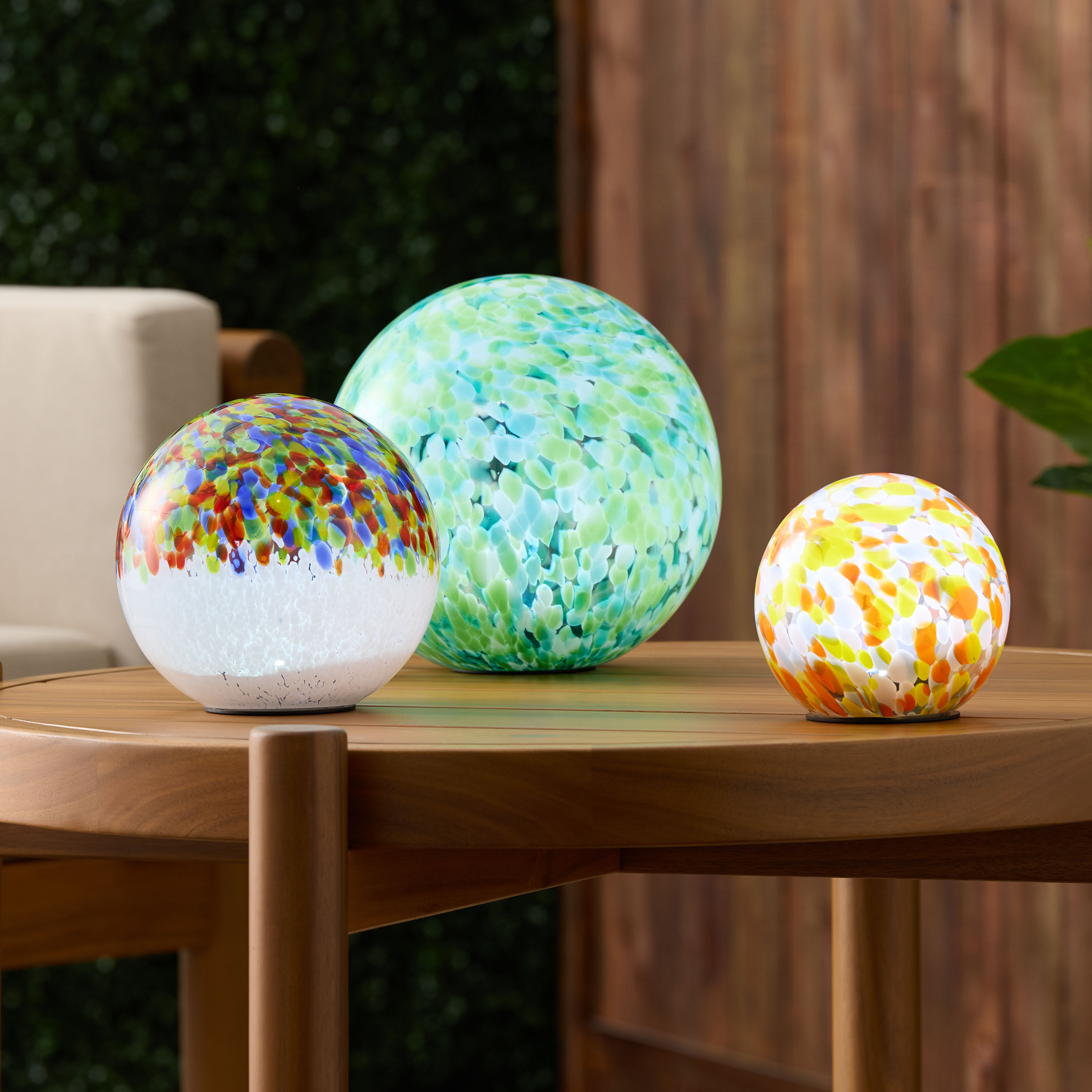 Confetti Blown Glass Orb Solar LED Lamp image number 1