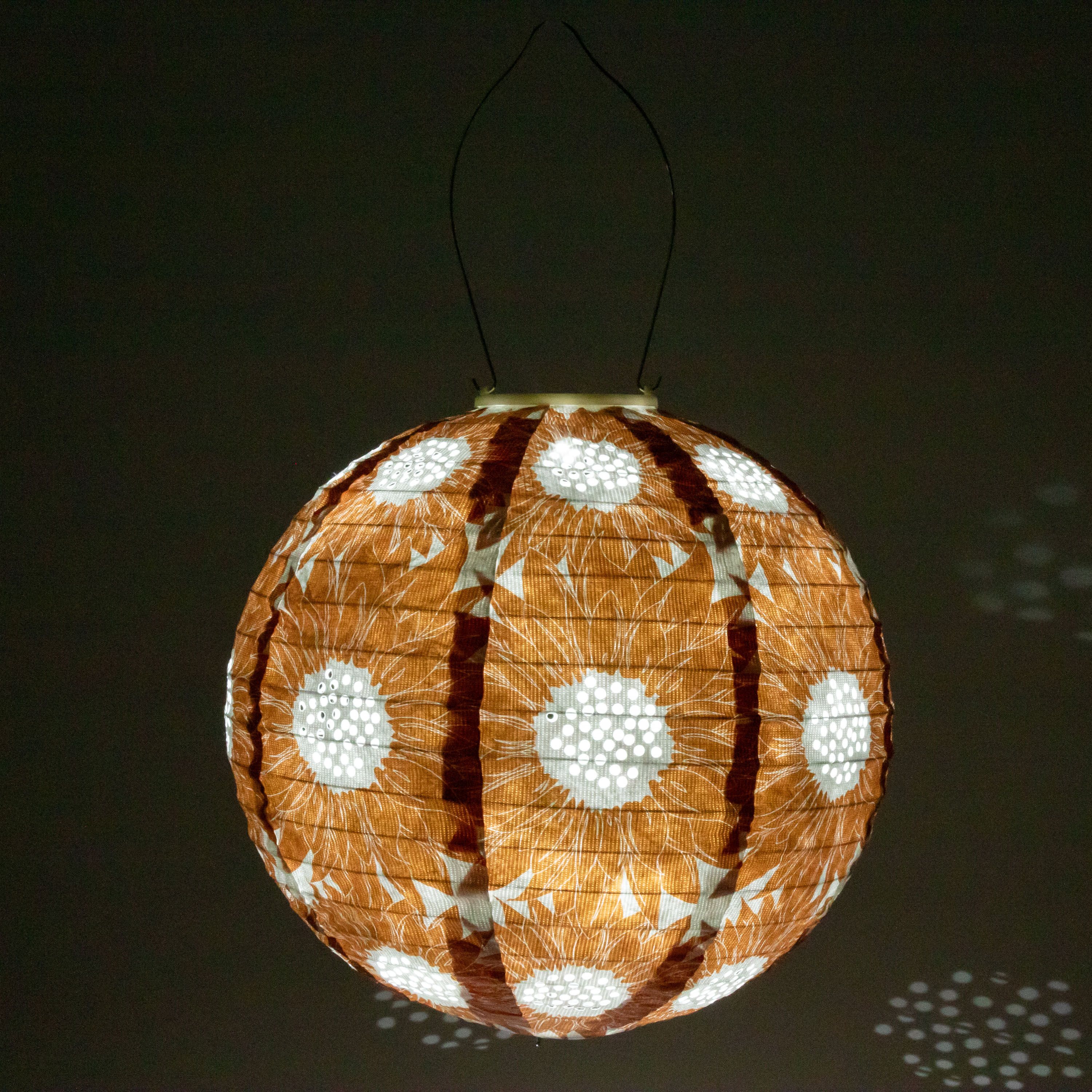 Fabiola Round Fabric Sunflower Solar LED Lantern image number 3