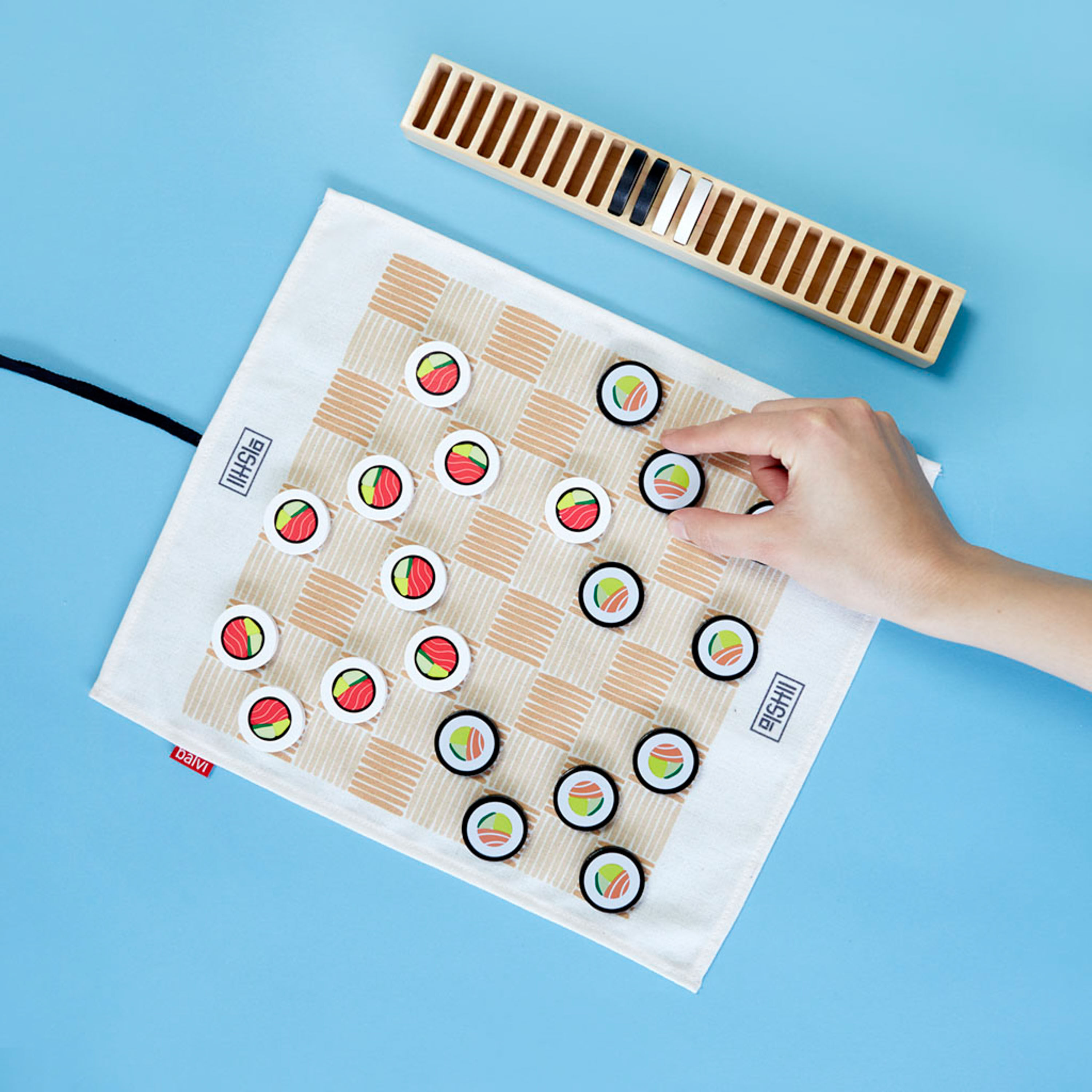 Damakis Wood Sushi Themed Checkers Set image number 2