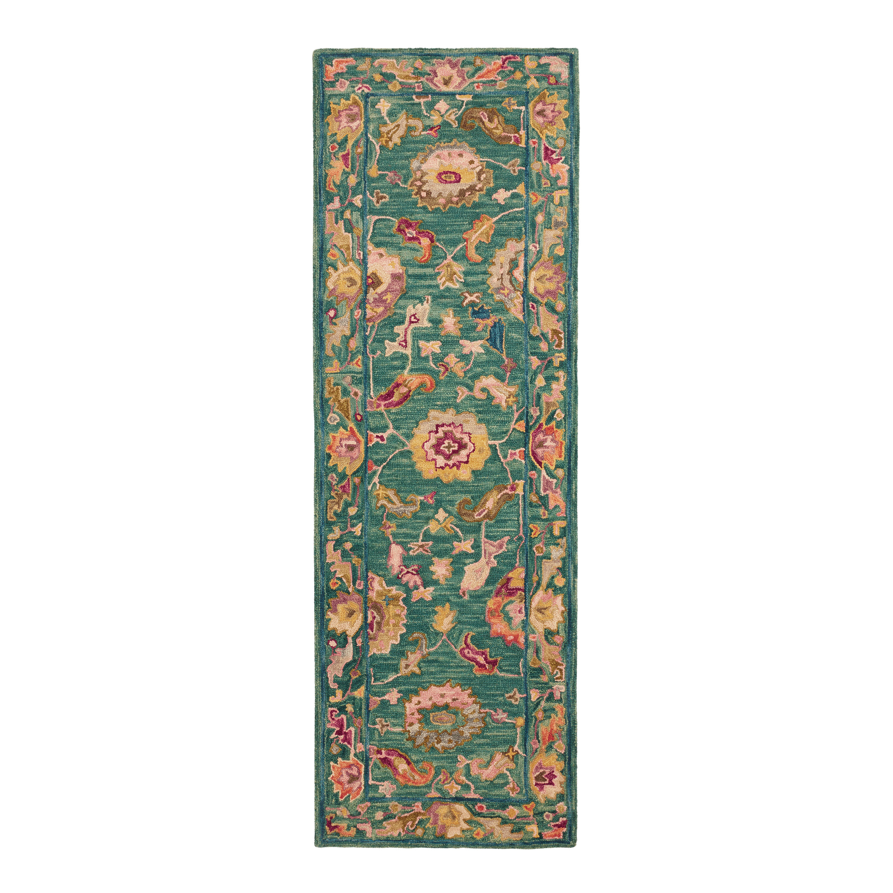 Raya Teal And Multicolor Floral Wool Area Rug World Market