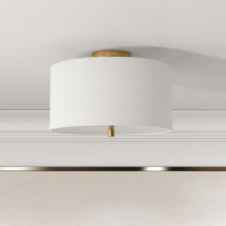 Ruby Metal And Linen Flush Mount Ceiling Light image number 2