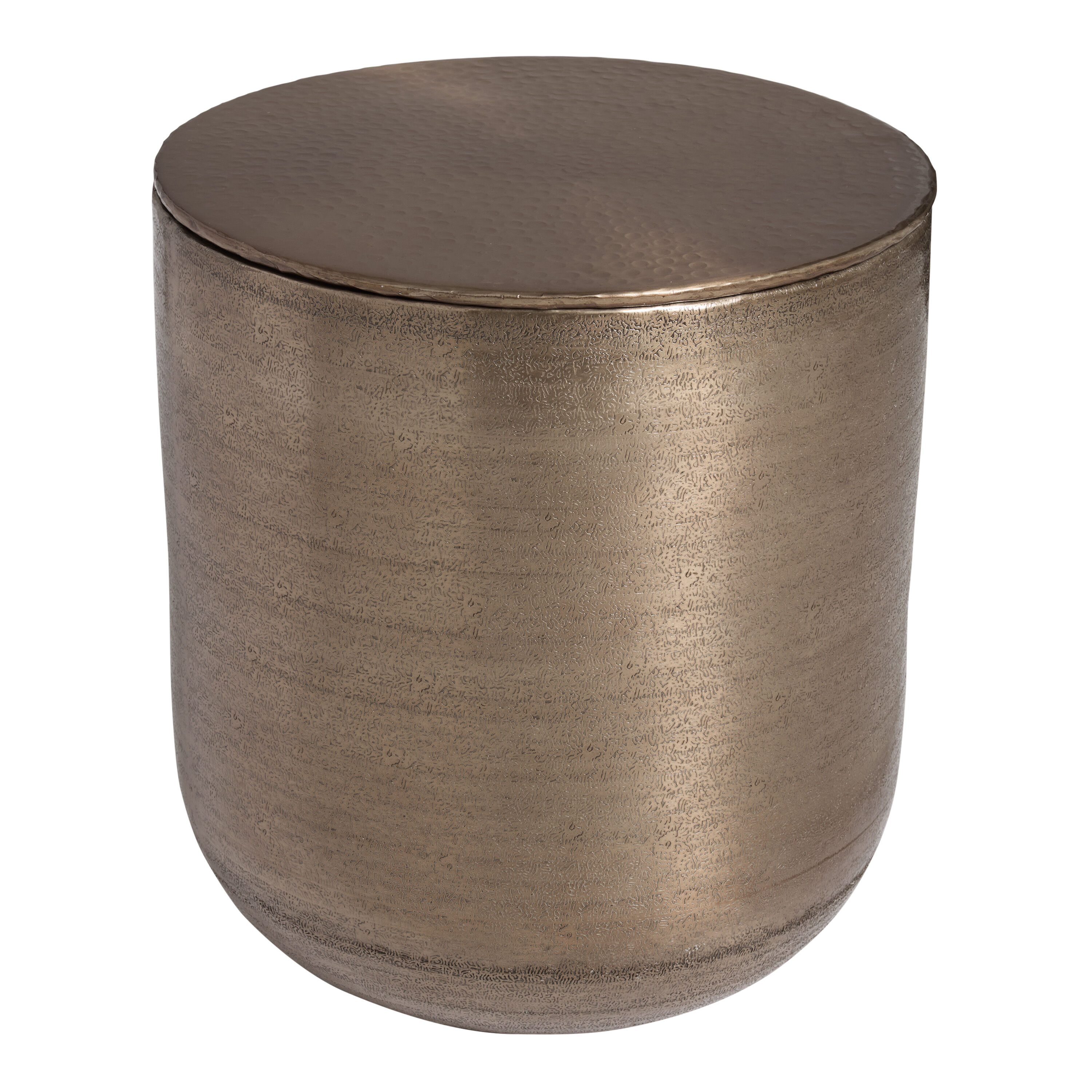 Adonis Round Bronze Hammered Aluminum Storage Side Table