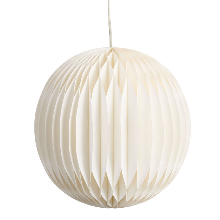 White Pleated Paper Globe Collapsible Hanging Lantern image number 1