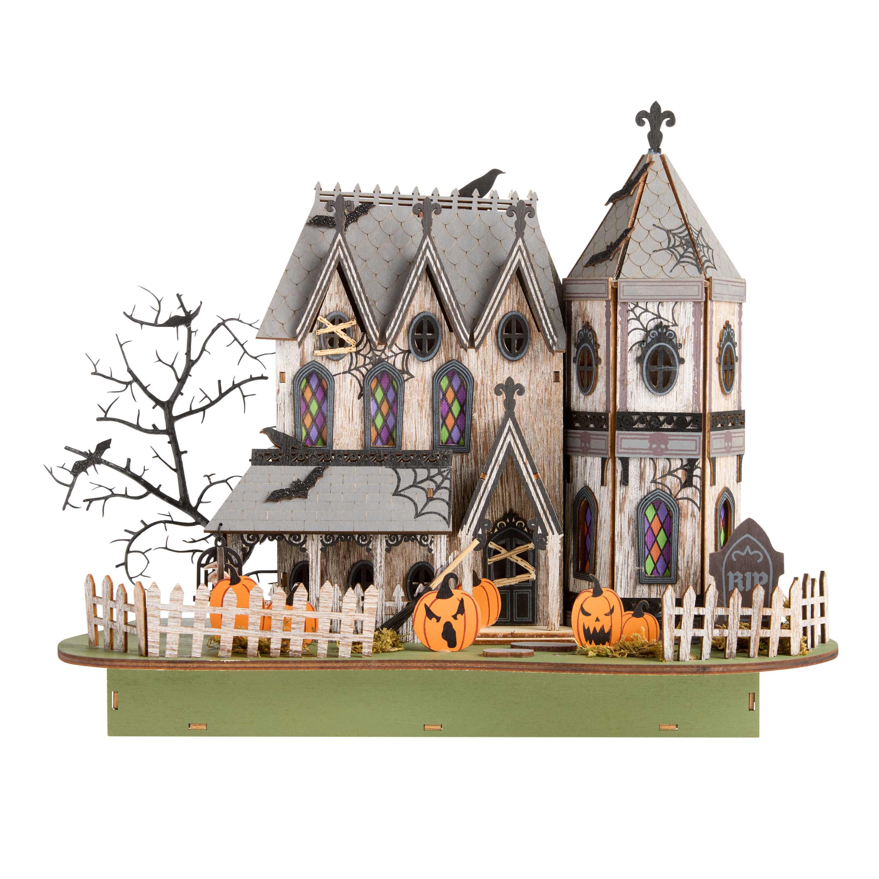 Laser Cut Wood Haunted Macabre Manor LED Light Up Decor image number 2