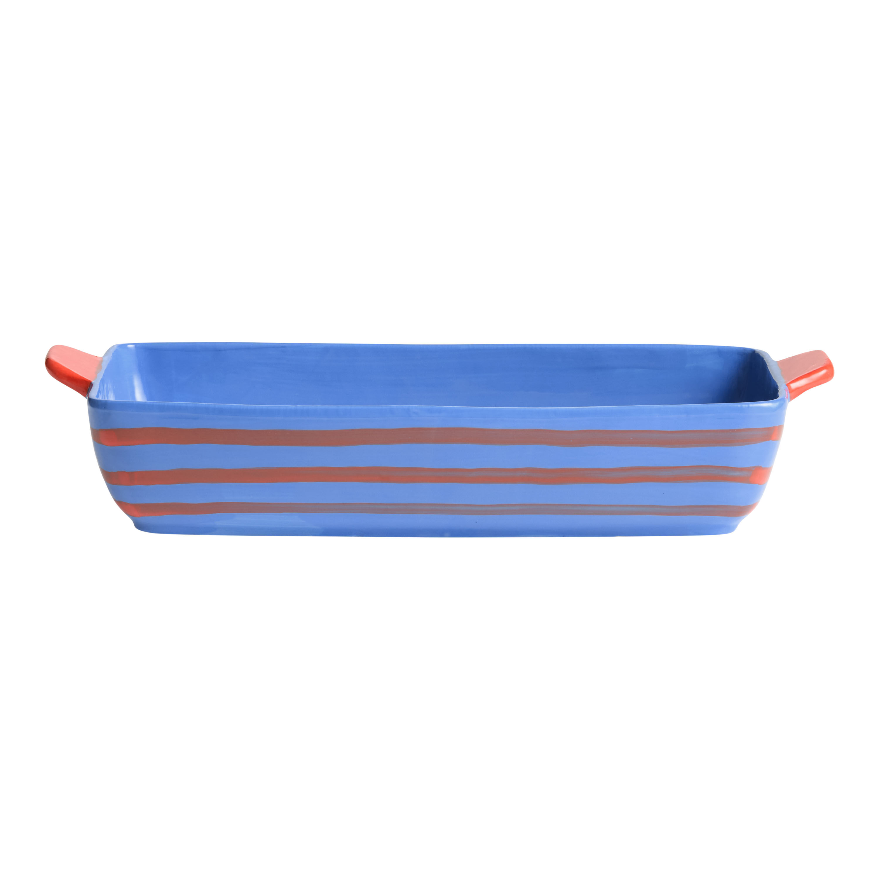 Blue Wax Resist  Ceramic Orange Slice Baking Dish image number 0