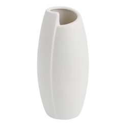 Matte White Asymmetrical Curved Ceramic Vase