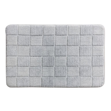 Gray Tufted Check Memory Foam Bath Mat Gray Tufted Check Memory Foam Bath Mat